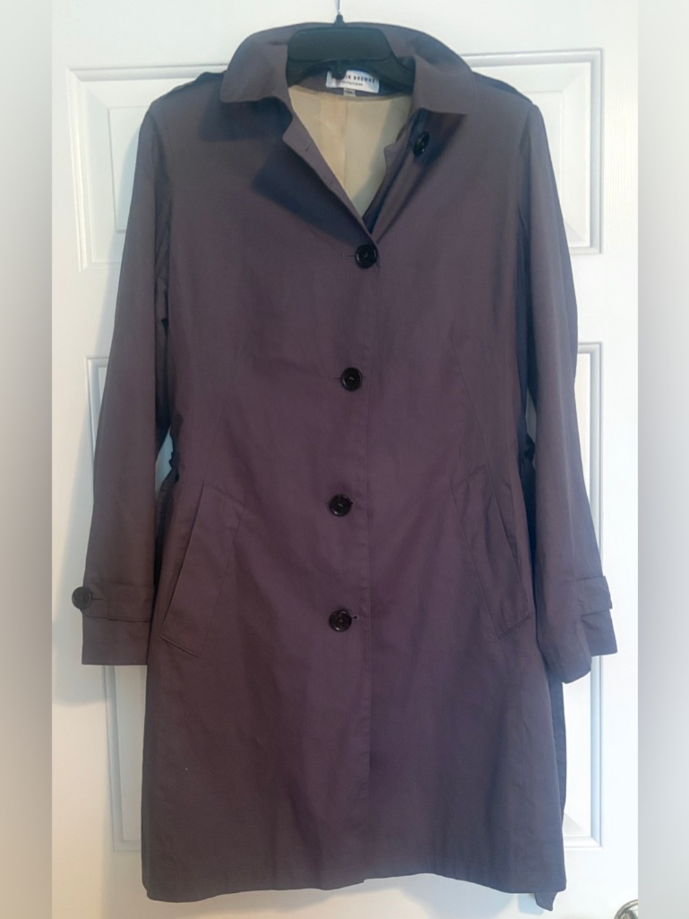 Marvin Browne Spitalfield’s Plum Grey Single-Breasted Trench Coat
